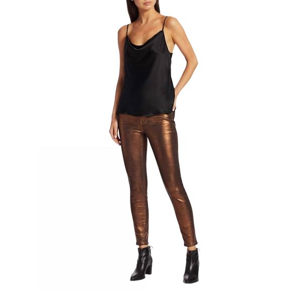 NEW 7 FOR ALL MANKIND metallic coated jeans in bronze - Picture 4 of 5